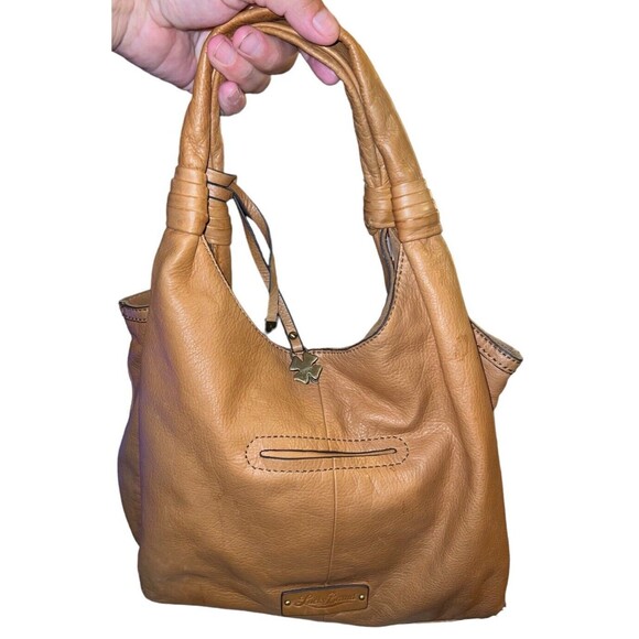 Lucky Brand Loredo Fringed Leather Boho Hobo Tote - Picture 3 of 11